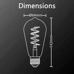 Ampoule LED (ST64) Edison / Vintage, culot E27, 4W cons. (28W eq.), 300 lumens, lumière blanc chaud