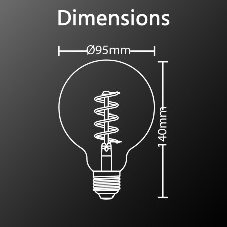 Ampoule LED (G95) / Vintage, culot E27, 4W cons. (28W eq.), 300 lumens, lumière blanc chaud