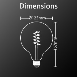 Ampoule LED G125, culot E27, 4W cons. (28W eq.), lumière blanc chaud