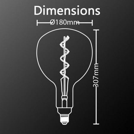 Ampoule LED Giant Fiole / Vintage, culot E27, 4W cons. (30W eq.), 323 lumens, lumière blanc chaud