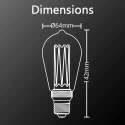 Ampoule LED déco Hologramme EDISON au verre ambré, culot E27, 4W cons., 200 lumens, lumière blanc chaud