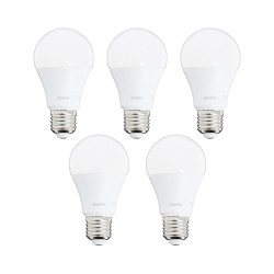 Lot x5 Ampoules LED standard, culot E27, cons. 9W, eq. 60W, blanc chaud