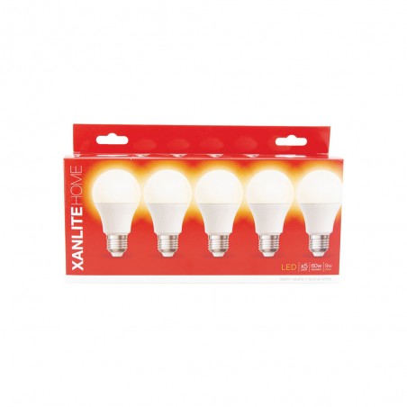 Lot de x5 ampoule LED A60, culot E27, blanc neutre