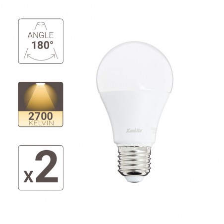 Lot de 2 ampoules LED A60 - cuLot E27 - classique