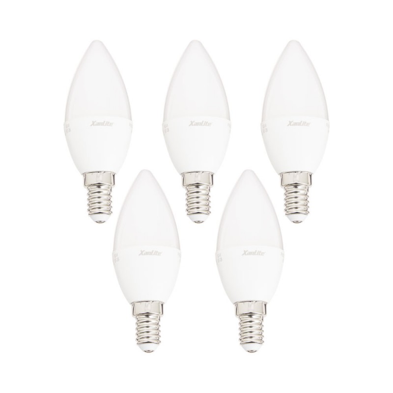 Lot de 5 ampoules LED flamme, culot E14, blanc neutre