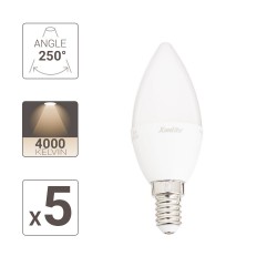 Lot de 5 ampoules LED flamme, culot E14, blanc neutre