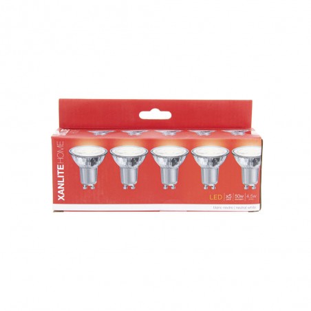 Lot x5 Ampoules LED spot, culot GU10, conso 4,8 W, eq. 50 W, blanc neutre