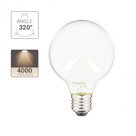 Ampoule LED G80 Opaque, culot E27, conso. 6,5W, 806 Lumens, Blanc neutre