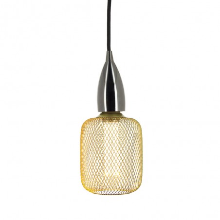 Ampoule Déco Cage Cylindre Doré, culot E27, Hologramme, Blanc chaud