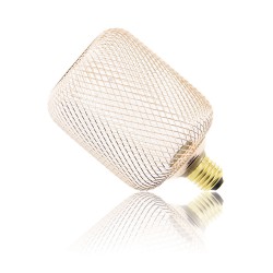 Ampoule Déco Cage Cylindre Cuivre, culot E27, Hologramme, Blanc chaud