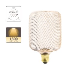 Ampoule Déco Cage Cylindre Cuivre, culot E27, Hologramme, Blanc chaud