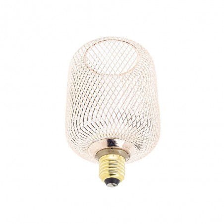 Ampoule Déco Cage Cylindre Cuivre, culot E27, Hologramme, Blanc chaud